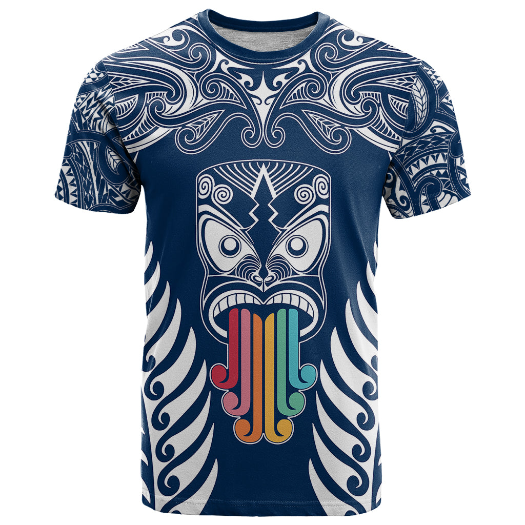 Personalised Kia Kaha Te Reo Maori T Shirt Hei Tiki Mix Koru - Navy Blue LT7 Navy - Polynesian Pride
