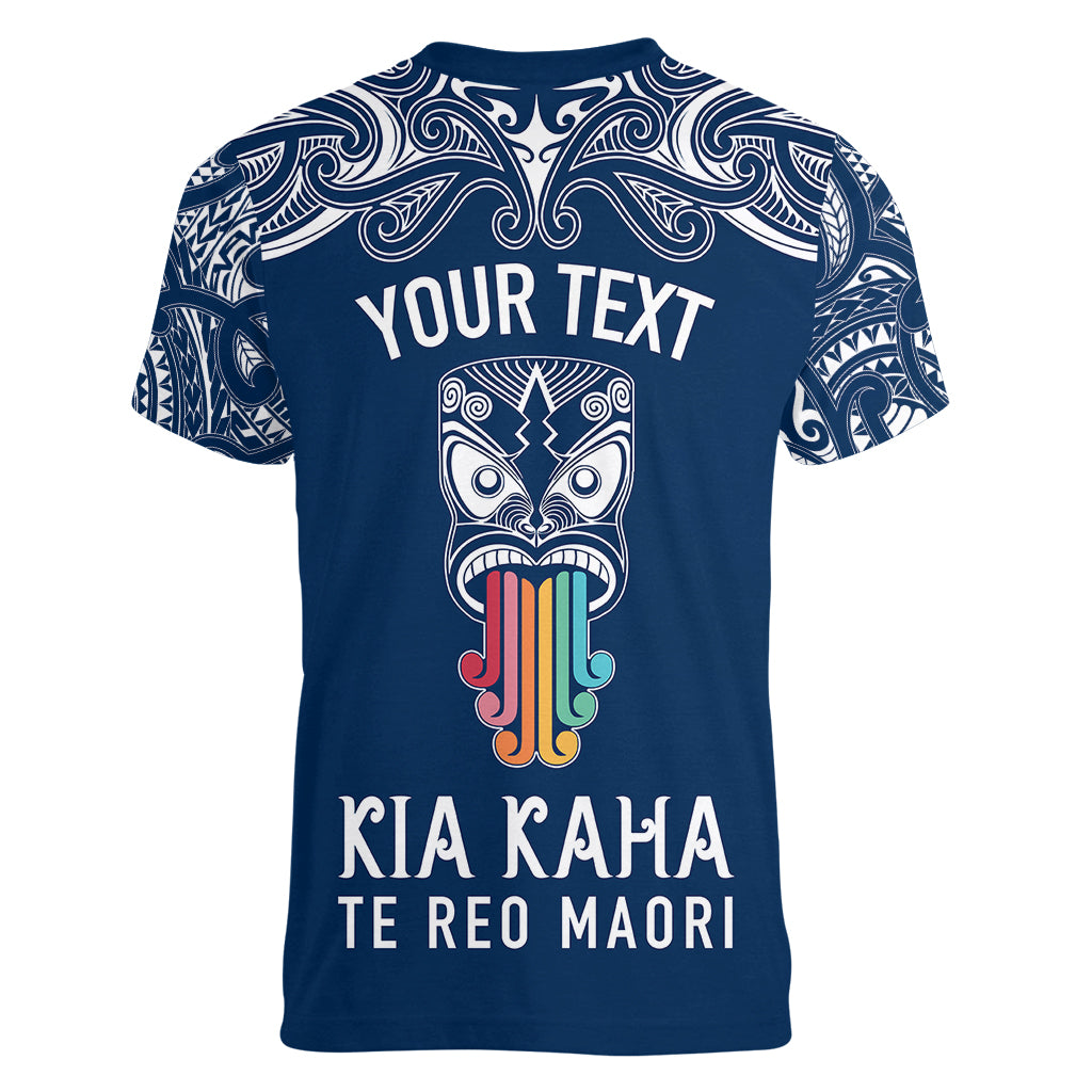 personalised-kia-kaha-te-reo-maori-women-v-neck-t-shirt-hei-tiki-mix-koru-navy-blue