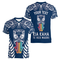 personalised-kia-kaha-te-reo-maori-women-v-neck-t-shirt-hei-tiki-mix-koru-navy-blue