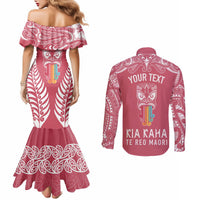 personalised-kia-kaha-te-reo-maori-couples-matching-mermaid-dress-and-long-sleeve-button-shirts-hei-tiki-mix-koru-pink