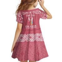 personalised-kia-kaha-te-reo-maori-family-matching-short-sleeve-bodycon-dress-and-hawaiian-shirt-hei-tiki-mix-koru-pink