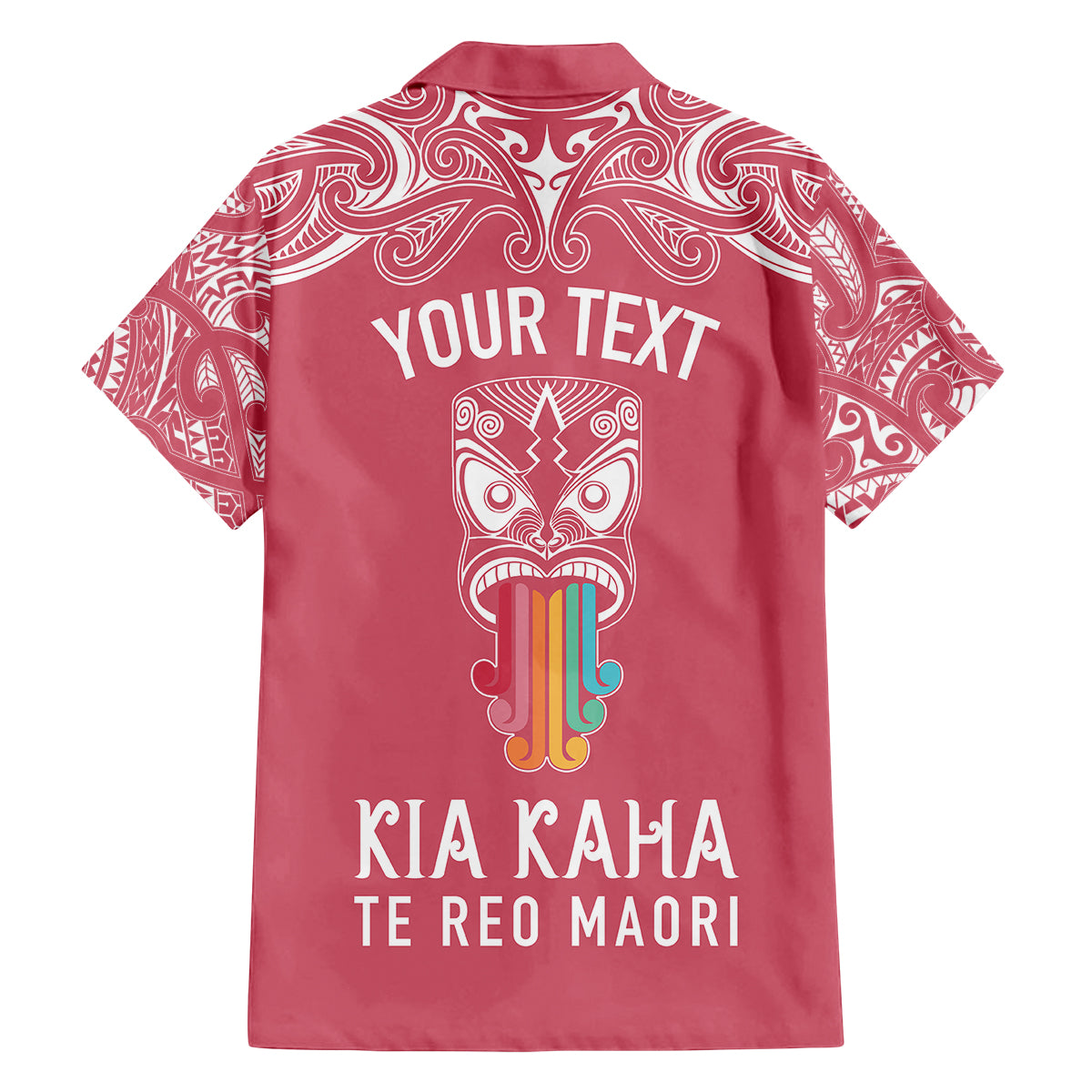 personalised-kia-kaha-te-reo-maori-kid-hawaiian-shirt-hei-tiki-mix-koru-pink