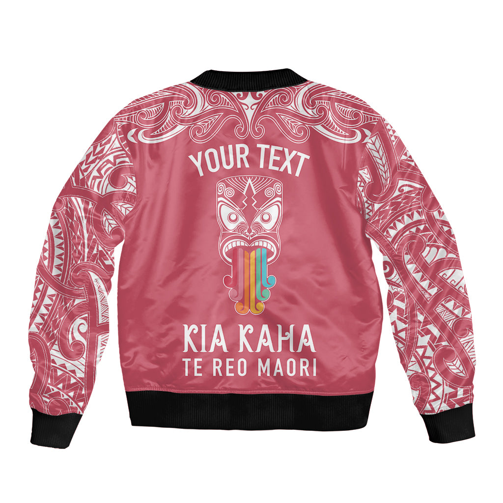 personalised-kia-kaha-te-reo-maori-sleeve-zip-bomber-jacket-hei-tiki-mix-koru-pink