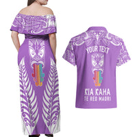 personalised-kia-kaha-te-reo-maori-couples-matching-off-shoulder-maxi-dress-and-hawaiian-shirt-hei-tiki-mix-koru-purple