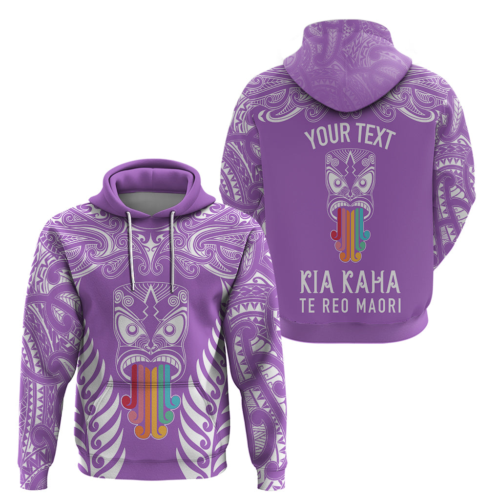 Personalised Kia Kaha Te Reo Maori Hoodie Hei Tiki Mix Koru - Purple LT7 - Polynesian Pride