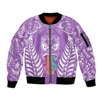 personalised-kia-kaha-te-reo-maori-sleeve-zip-bomber-jacket-hei-tiki-mix-koru-purple
