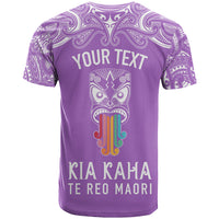 Personalised Kia Kaha Te Reo Maori T Shirt Hei Tiki Mix Koru - Purple LT7 - Polynesian Pride