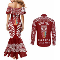 personalised-kia-kaha-te-reo-maori-couples-matching-mermaid-dress-and-long-sleeve-button-shirts-hei-tiki-mix-koru-red