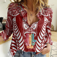 personalised-kia-kaha-te-reo-maori-women-casual-shirt-hei-tiki-mix-koru-red