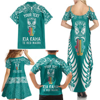 personalised-kia-kaha-te-reo-maori-family-matching-summer-maxi-dress-and-hawaiian-shirt-hei-tiki-mix-koru-teal