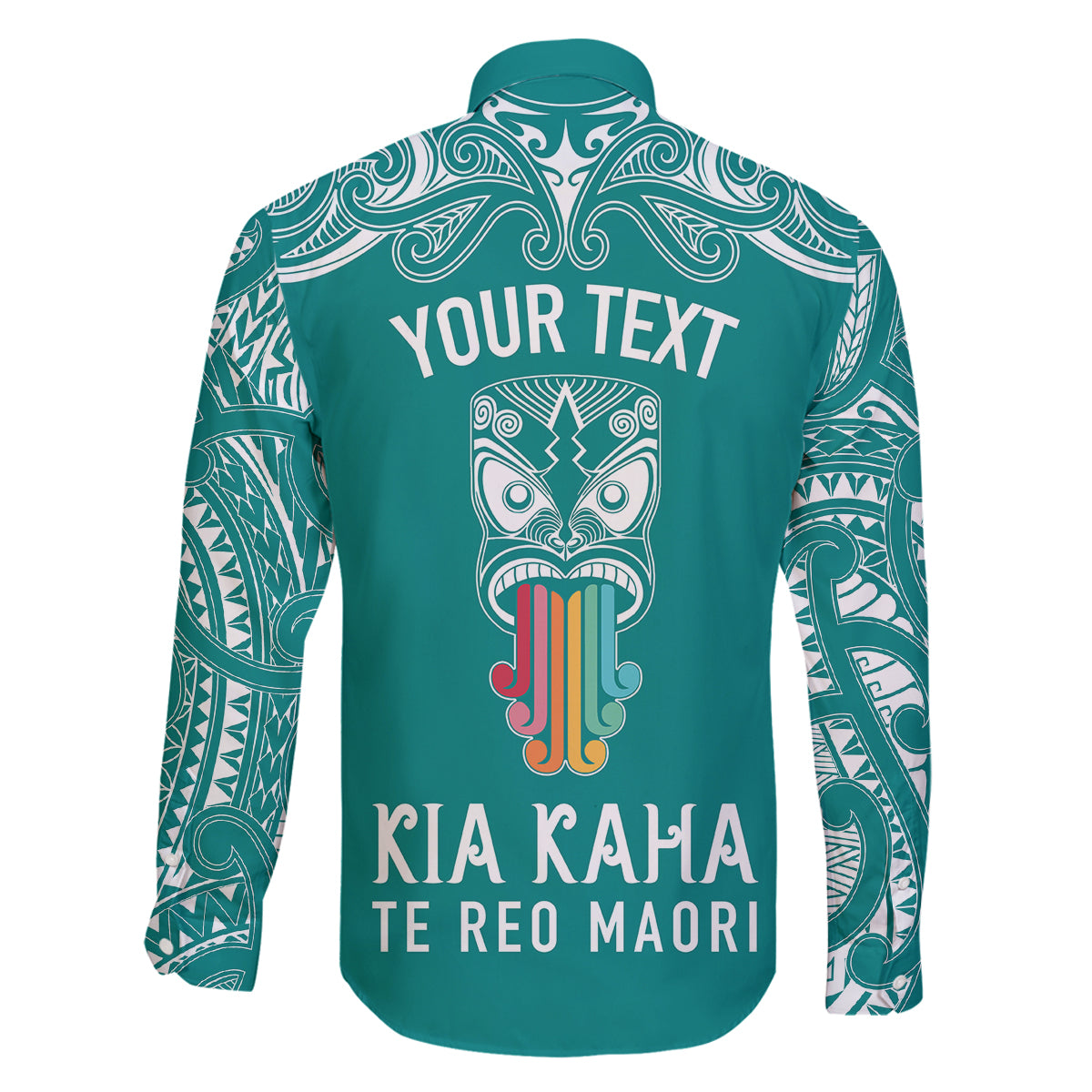 personalised-kia-kaha-te-reo-maori-family-matching-summer-maxi-dress-and-hawaiian-shirt-hei-tiki-mix-koru-teal