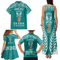 personalised-kia-kaha-te-reo-maori-family-matching-tank-maxi-dress-and-hawaiian-shirt-hei-tiki-mix-koru-teal