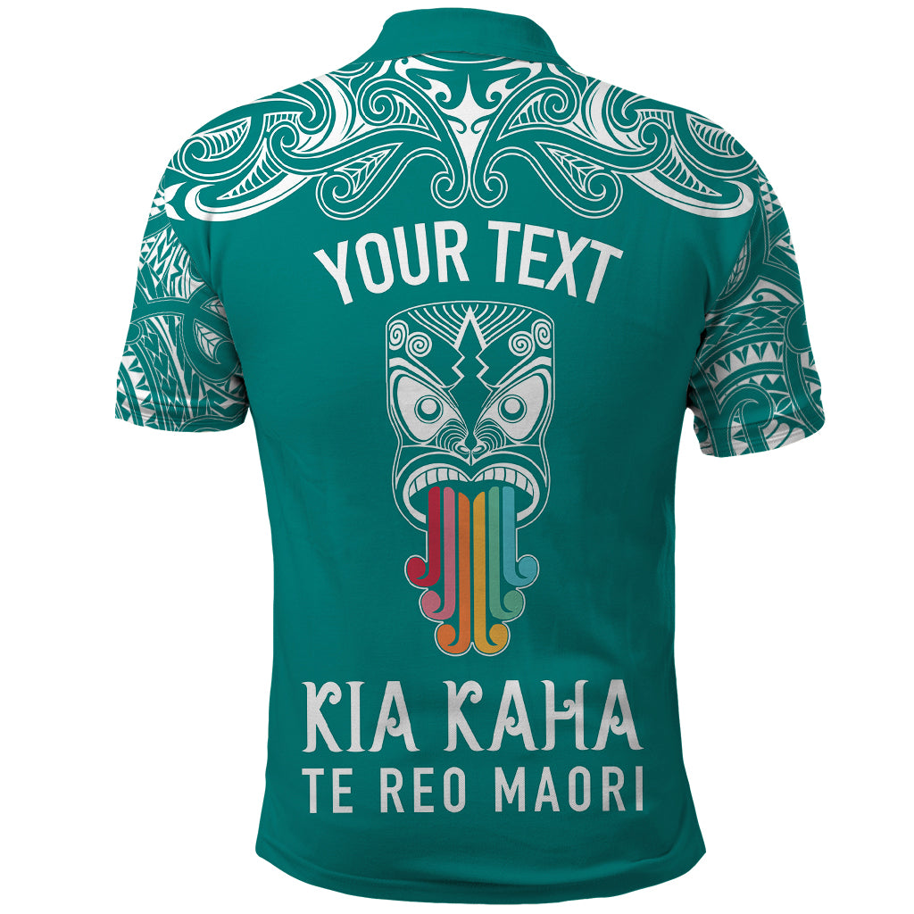 Personalised Kia Kaha Te Reo Maori Polo Shirt Hei Tiki Mix Koru - Teal LT7 - Polynesian Pride