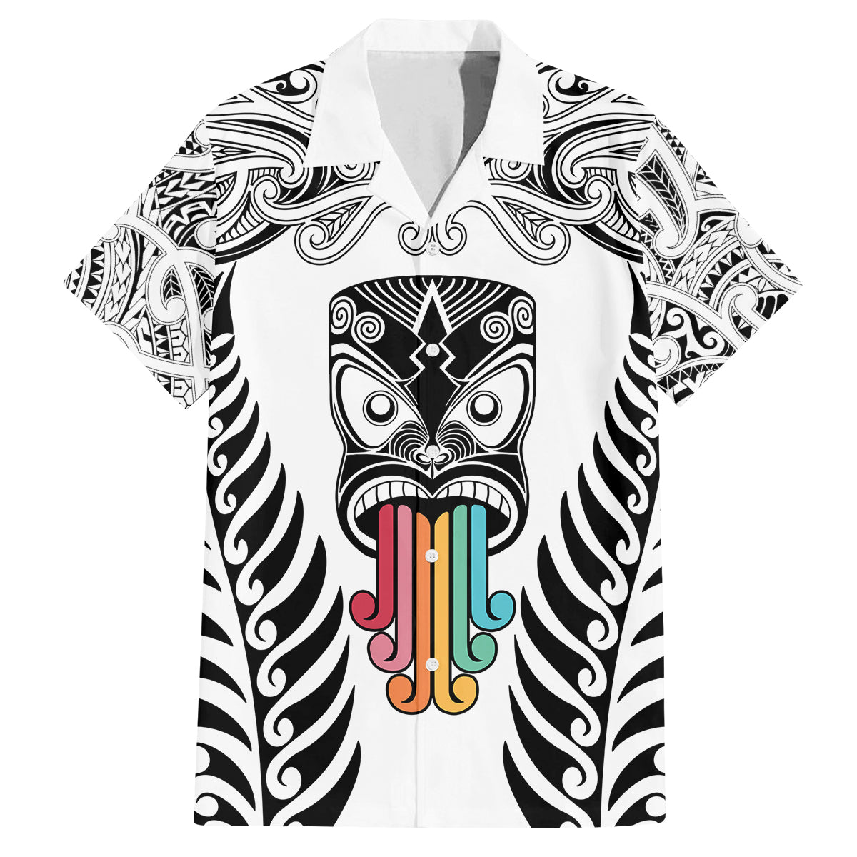 personalised-kia-kaha-te-reo-maori-kid-hawaiian-shirt-hei-tiki-mix-koru-white
