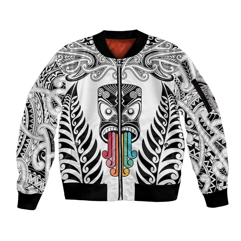 personalised-kia-kaha-te-reo-maori-sleeve-zip-bomber-jacket-hei-tiki-mix-koru-white