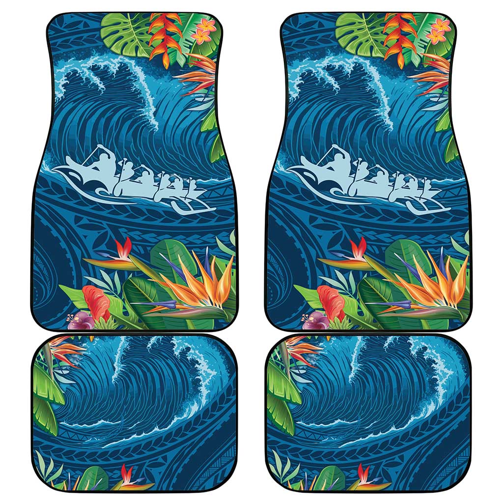 Outrigger Canoe Blue Car Mats On The Waves