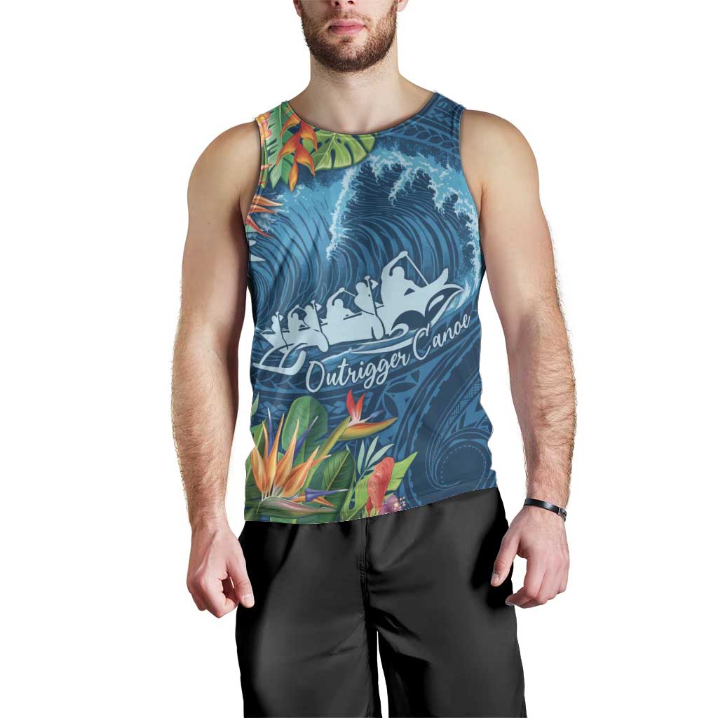 Outrigger Canoe Blue Men Tank Top On The Waves