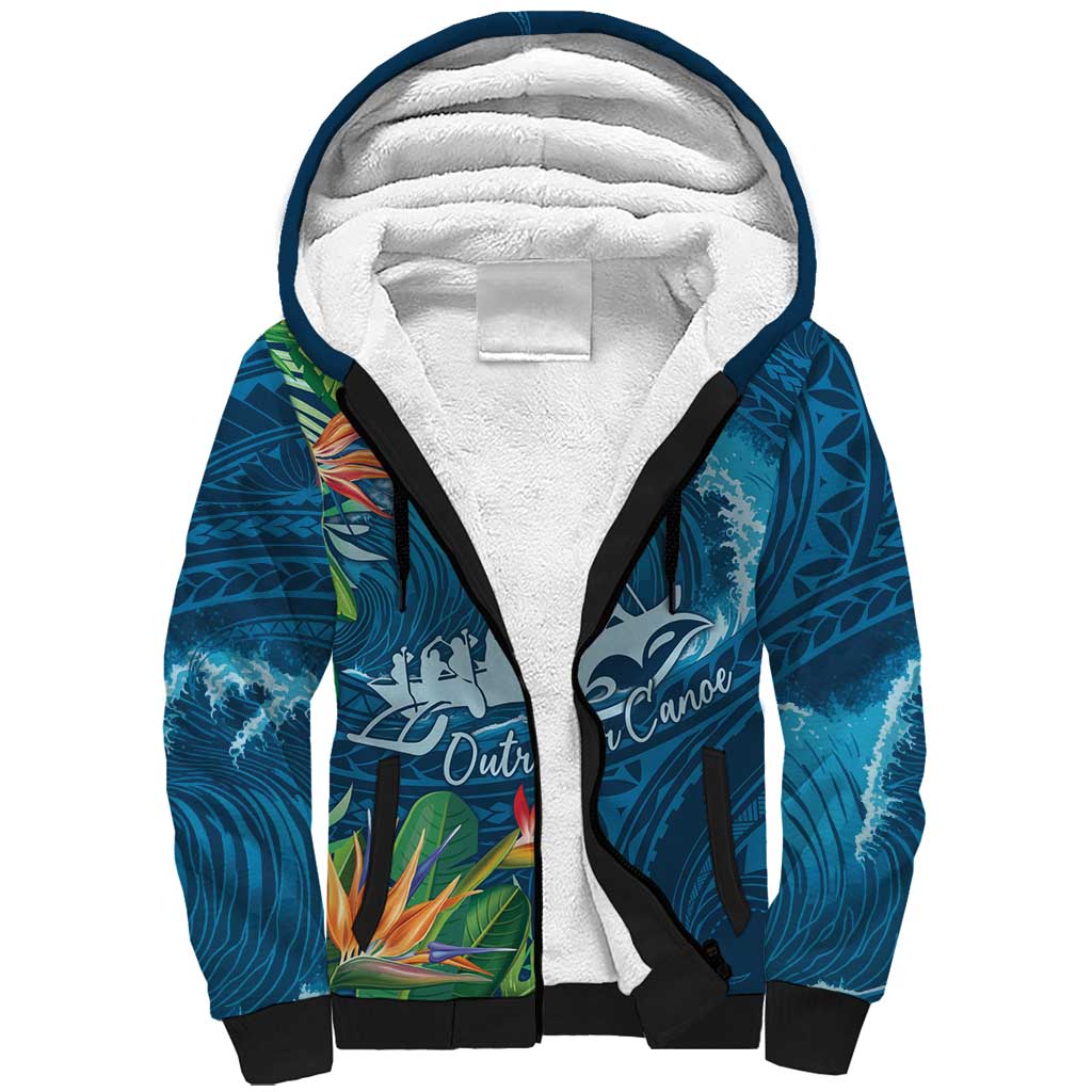 Outrigger Canoe Blue Sherpa Hoodie On The Waves