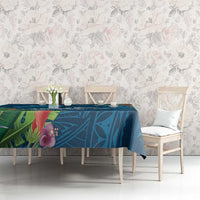 Outrigger Canoe Blue Tablecloth On The Waves
