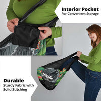 Outrigger Canoe Black Grocery Bag On The Waves