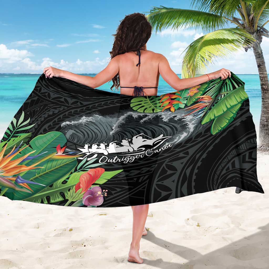 Outrigger Canoe Black Sarong On The Waves