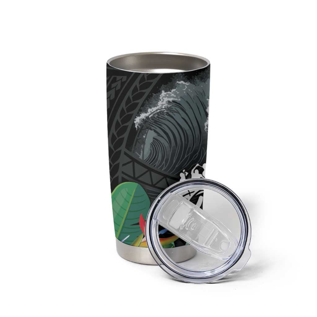 Outrigger Canoe Black Tumbler Cup On The Waves