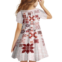 Vintage Hawaii Family Matching Summer Maxi Dress and Hawaiian Shirt Hawaiian Quilt Kapa Mismatch Red LT7 - Polynesian Pride