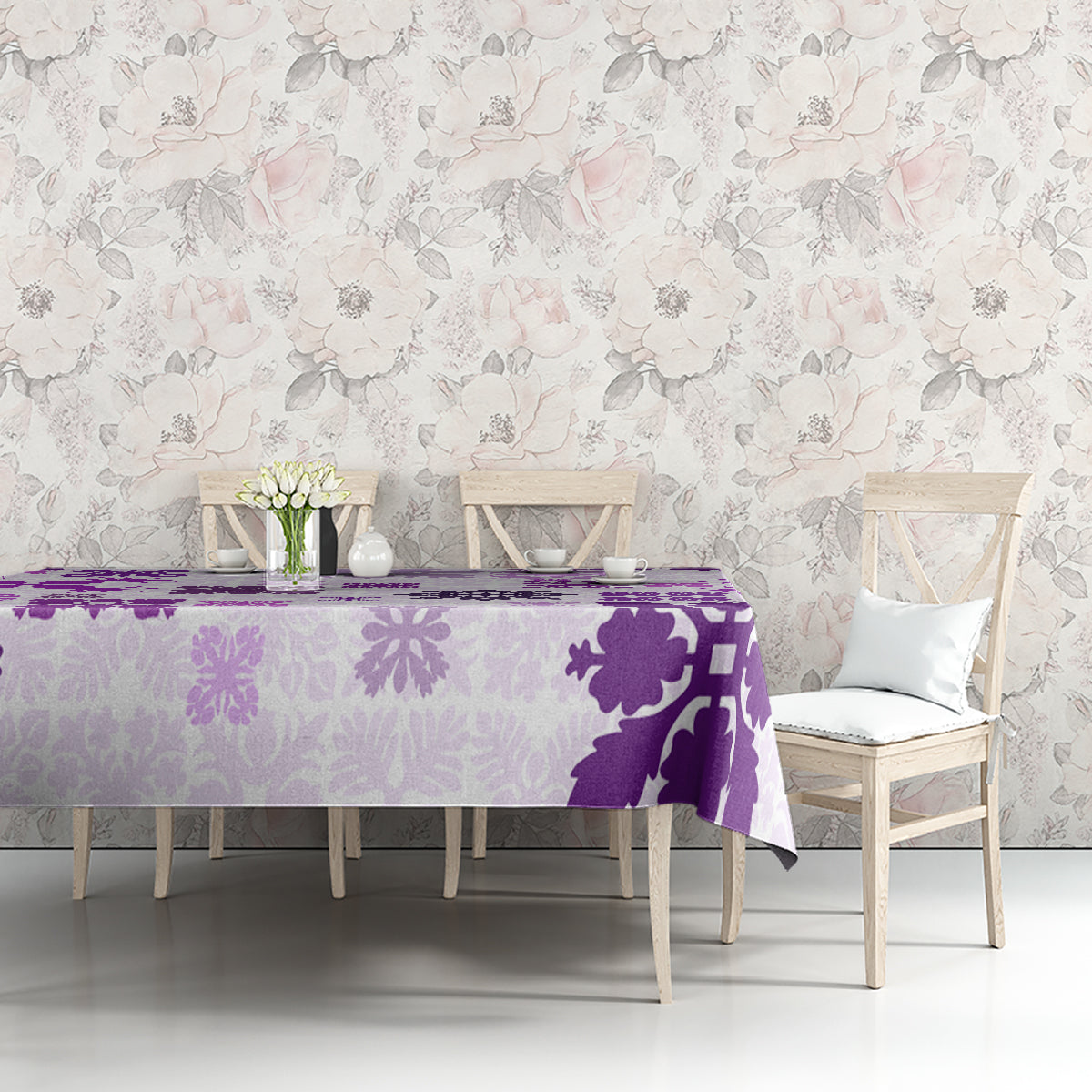 Vintage Hawaii Tablecloth Hawaiian Quilt Kapa Mismatch Purple LT7 - Polynesian Pride