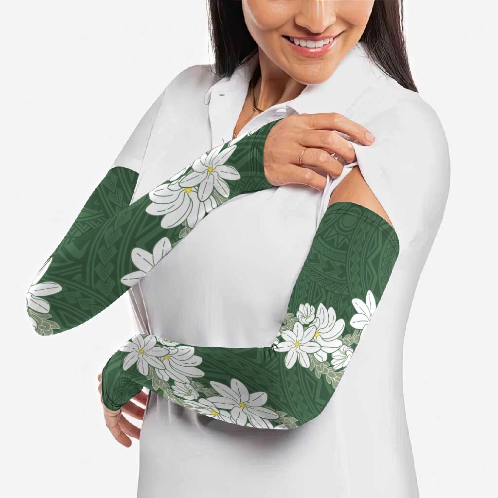 Ia Orana Tahiti Tiare Arm Sleeves Sage Green Lei - Polynesian Pride