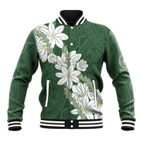 Ia Orana Tahiti Tiare Baseball Jacket Sage Green Lei - Polynesian Pride