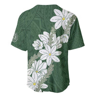 Ia Orana Tahiti Tiare Baseball Jersey Sage Green Lei - Polynesian Pride