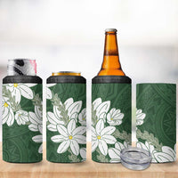 Ia Orana Tahiti Tiare 4 in 1 Can Cooler Tumbler Sage Green Lei - Polynesian Pride