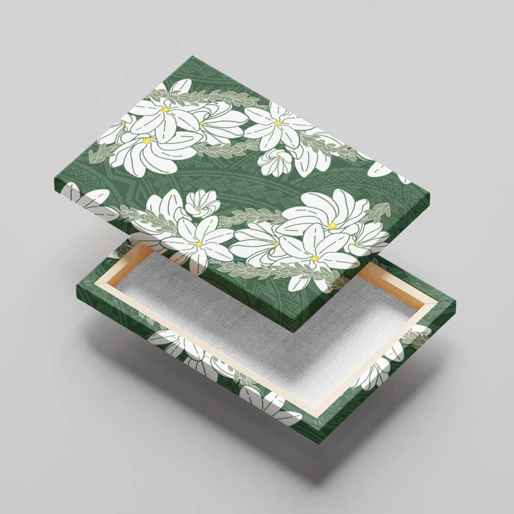 Ia Orana Tahiti Tiare Canvas Wall Art Sage Green Lei - Polynesian Pride