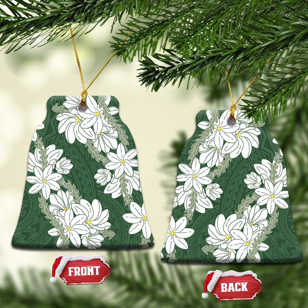 Ia Orana Tahiti Tiare Ceramic Ornament Sage Green Lei - Polynesian Pride