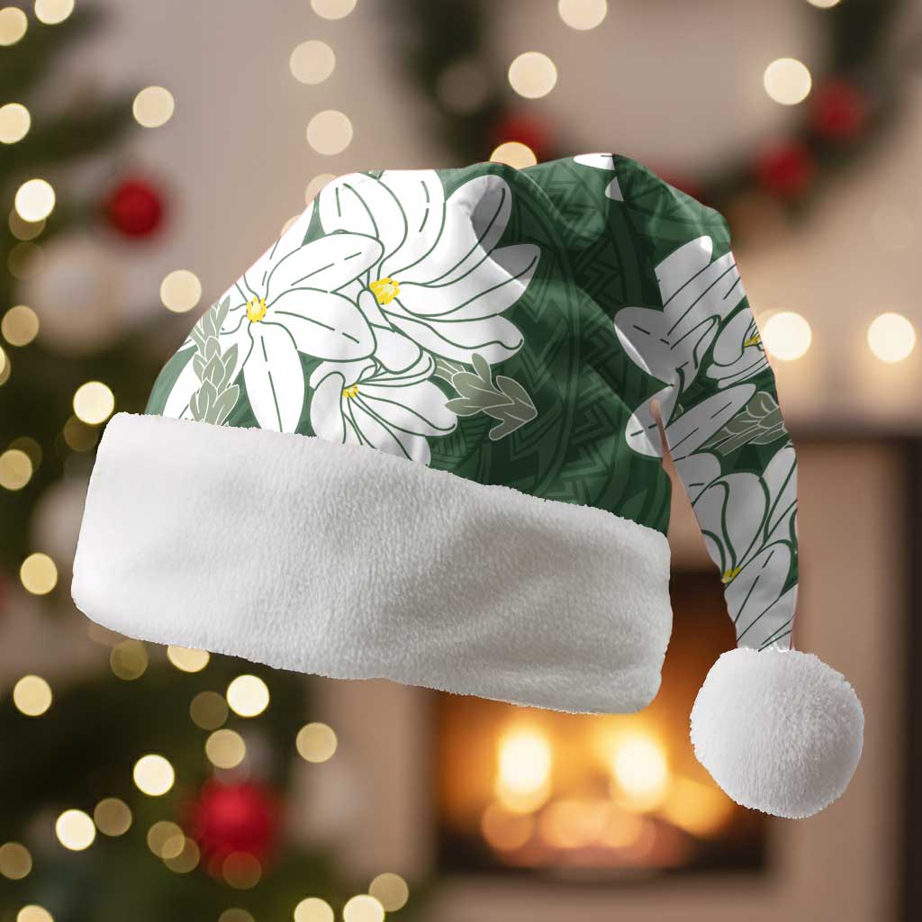 Ia Orana Tahiti Tiare Christmas Santa Hat Sage Green Lei - Polynesian Pride