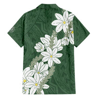 Ia Orana Tahiti Tiare Family Matching Puletasi and Hawaiian Shirt Sage Green Lei - Polynesian Pride