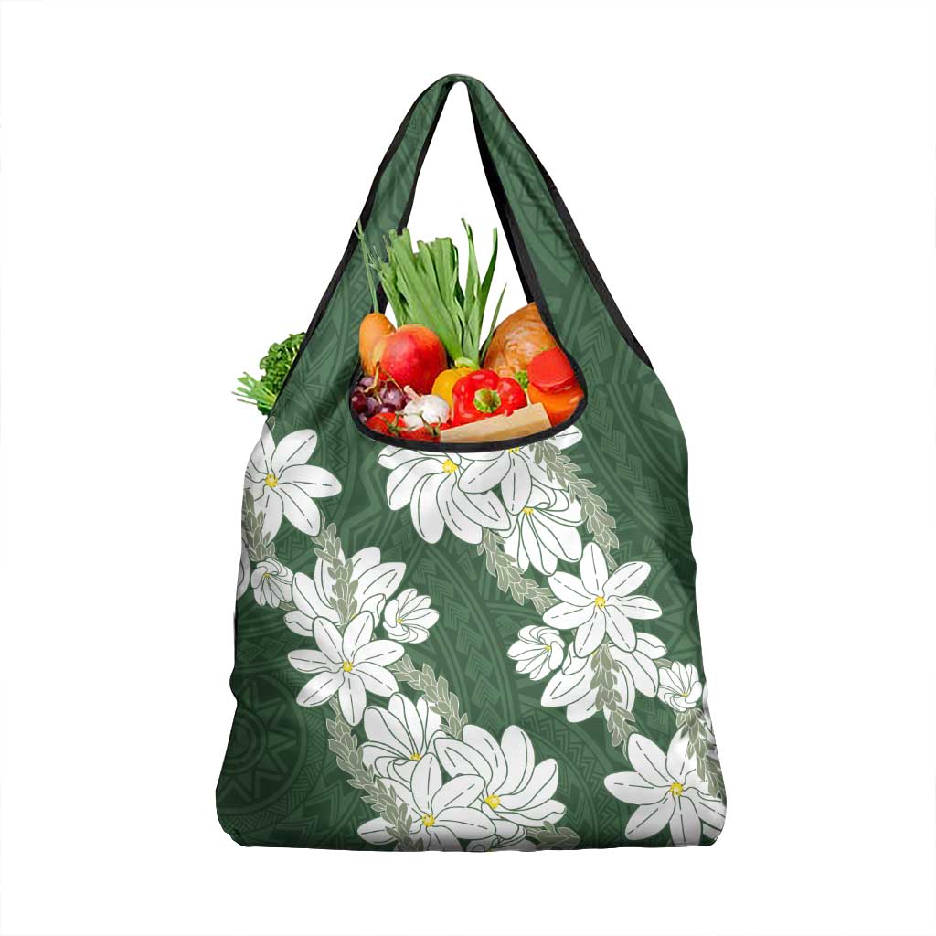 Ia Orana Tahiti Tiare Grocery Bag Sage Green Lei - Polynesian Pride
