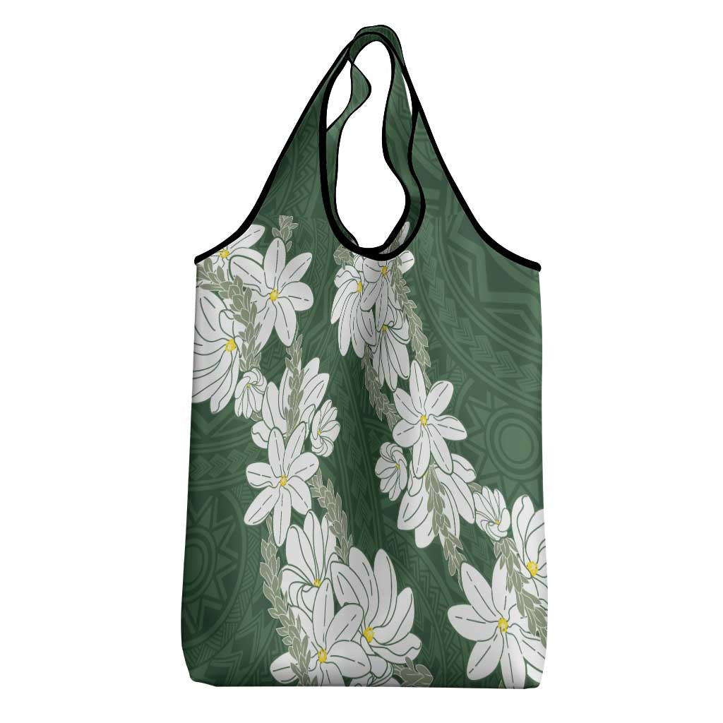 Ia Orana Tahiti Tiare Grocery Bag Sage Green Lei - Polynesian Pride