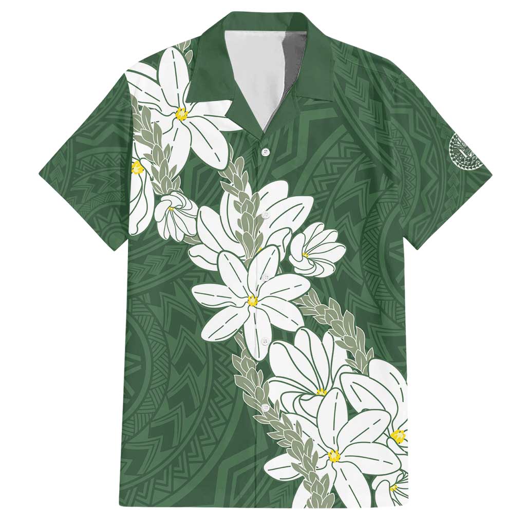 Ia Orana Tahiti Tiare Hawaiian Shirt Sage Green Lei - Polynesian Pride