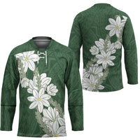 Ia Orana Tahiti Tiare Hockey Jersey Sage Green Lei - Polynesian Pride