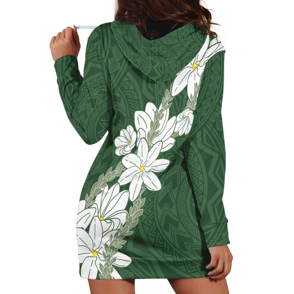 Ia Orana Tahiti Tiare Hoodie Dress Sage Green Lei - Polynesian Pride