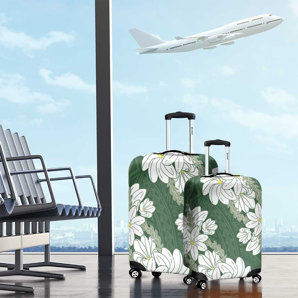 Ia Orana Tahiti Tiare Luggage Cover Sage Green Lei - Polynesian Pride