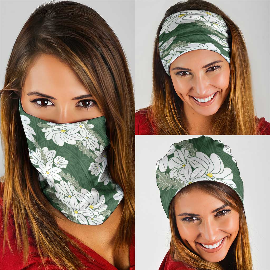 Ia Orana Tahiti Tiare Neck Gaiter Sage Green Lei - Polynesian Pride