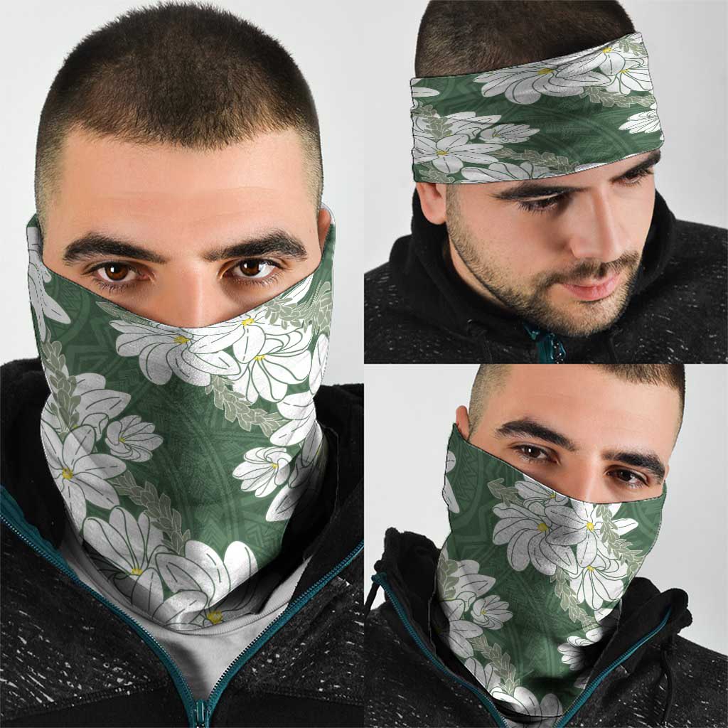 Ia Orana Tahiti Tiare Neck Gaiter Sage Green Lei - Polynesian Pride