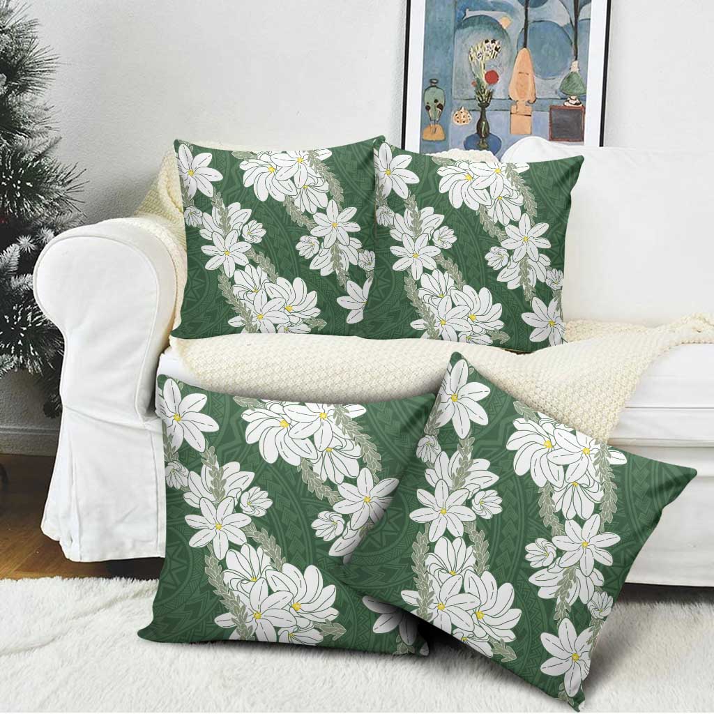 Ia Orana Tahiti Tiare Pillow Cover Sage Green Lei - Polynesian Pride