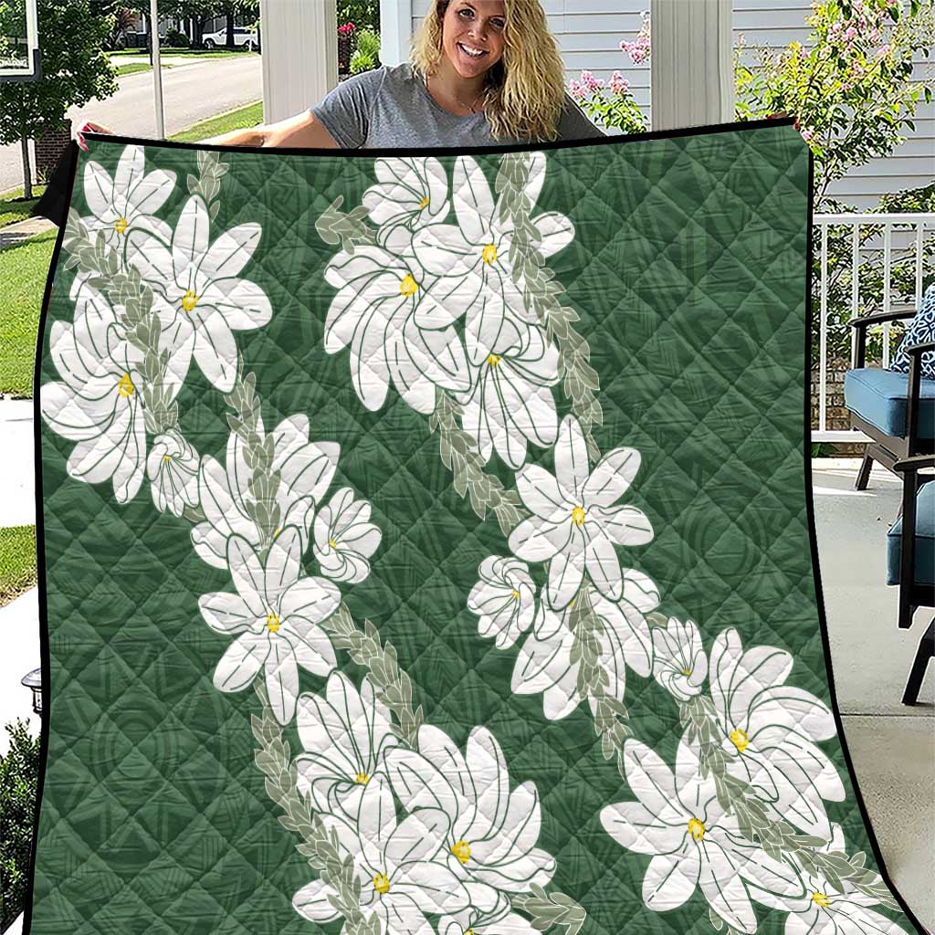 Ia Orana Tahiti Tiare Quilt Sage Green Lei - Polynesian Pride
