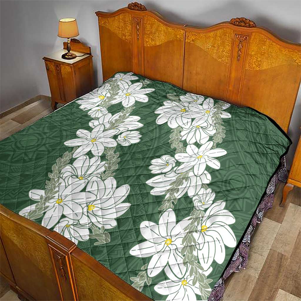 Ia Orana Tahiti Tiare Quilt Sage Green Lei - Polynesian Pride