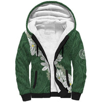 Ia Orana Tahiti Tiare Sherpa Hoodie Sage Green Lei - Polynesian Pride