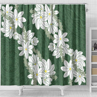 Ia Orana Tahiti Tiare Shower Curtain Sage Green Lei - Polynesian Pride