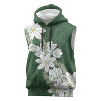 Ia Orana Tahiti Tiare Sleeveless Hoodie Sage Green Lei - Polynesian Pride